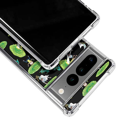 Adult Swim Rick and Morty Portal Pattern Google Pixel 7 Pro Clear Case